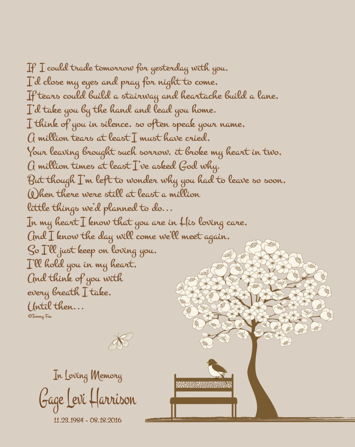 Memorial PrintSympathy GiftIn Loving Memory Poem In Memory