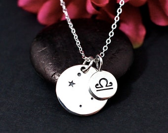 Libra Constellation Necklace Sterling Silver | Libra Necklace | Libra Sign Necklace | Libra Zodiak | Personalized Libra Birthday Gift