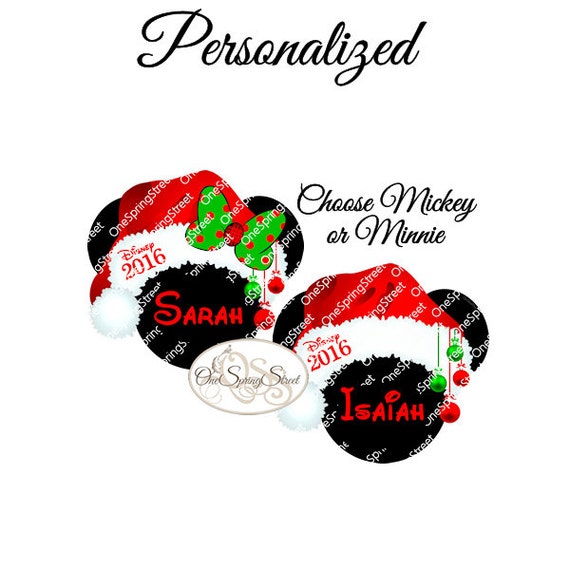 DISNEY Christmas Iron On Transfer Personalized Santa Hat