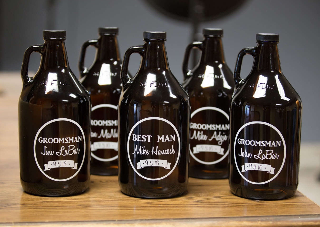 Groomsman beer growlers. Personalized beer growlers. Groomsman