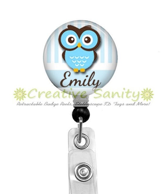 Items similar to Personalized Owl Retractable ID Badge Holder, Owls and