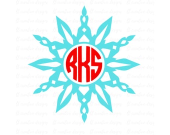 Snowflake Monogram SVG, Snowflake Svg, Winter SVG, Christmas SVG, Silhouette Cut Files, Cricut Cut Files
