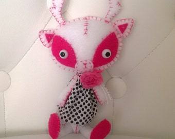 Stuffed Pink and White Deer Reindeer Plush Plushie Soft Softie Stuffed Animal Gingermelon Ginger Melon Valentine
