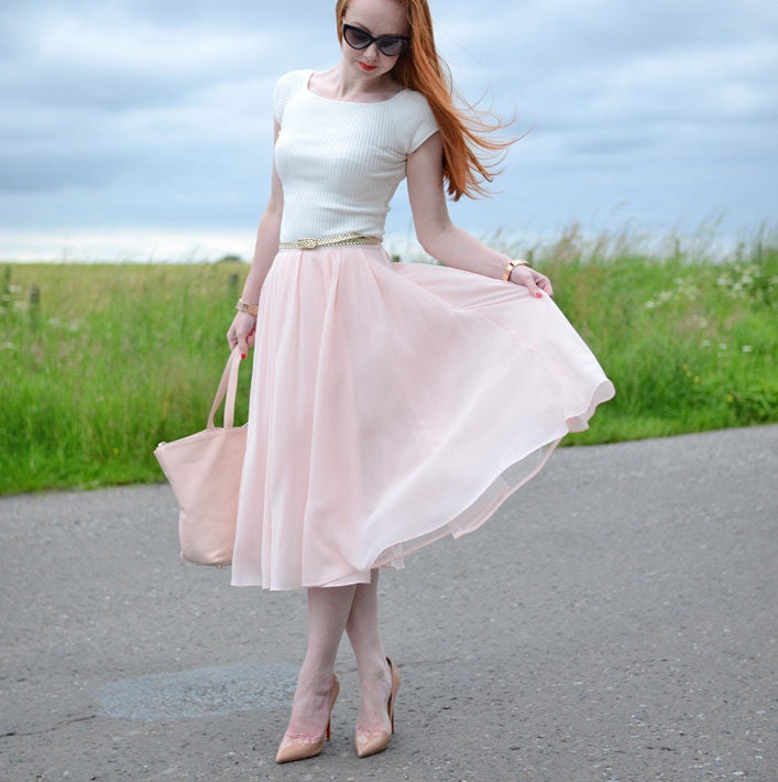 Tea length chiffon skirt