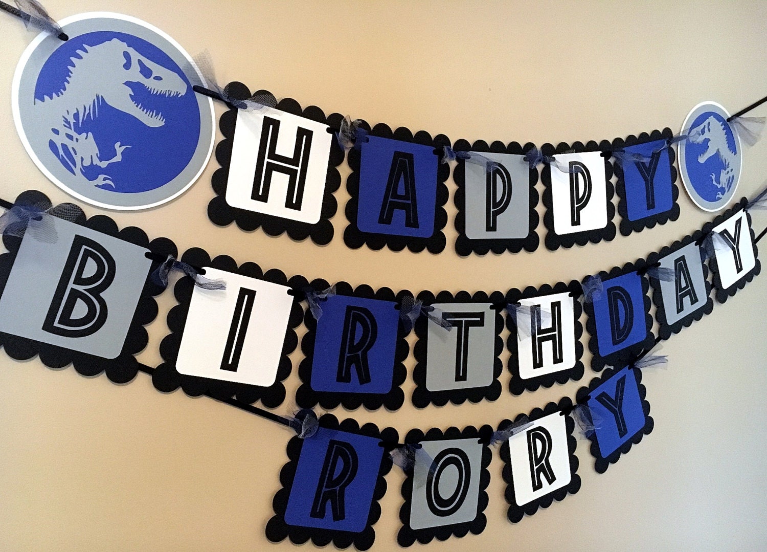 Jurassic World   Jurassic Park Inspired Happy Birthday Banner