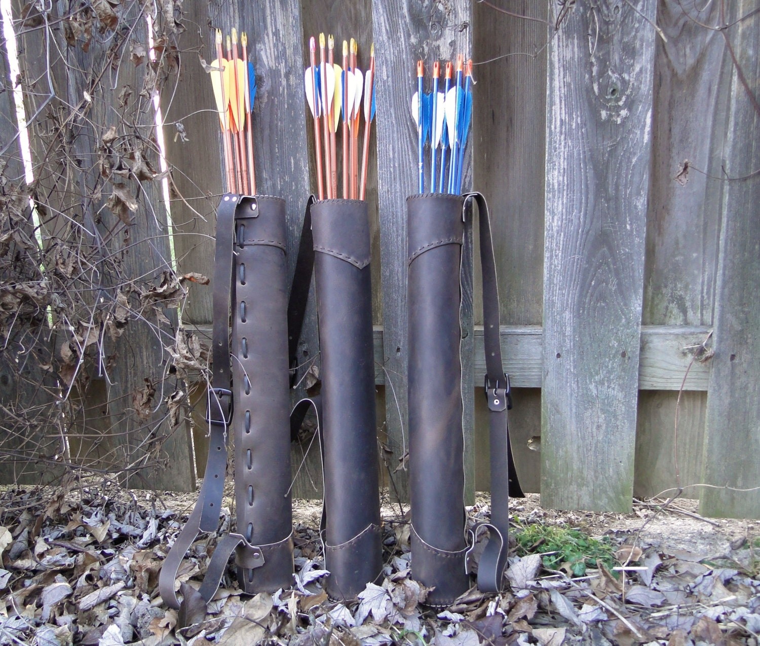 Leather Quiver Classic Medieval Style Dark Brown