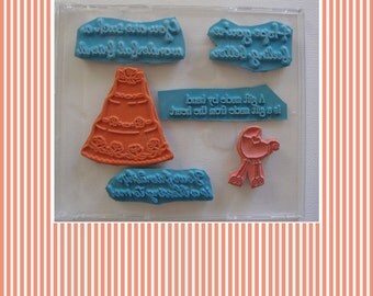 Wedding Stamp Set, word stamps, Wedding Day, baby buggy, New baby, Get Well, Feel better, cake