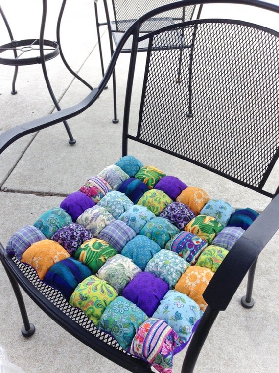 Items similar to Peacock Chair Cushion Bubble Quilt Style Biscuit