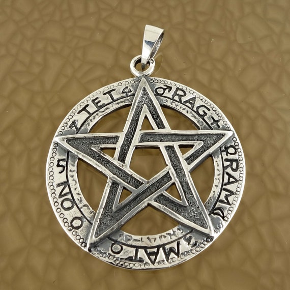 Sterling Silver Tetragrammaton Pentagram Pendant Wiccan By Deemoda