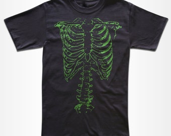 Green Rib Cage Skeleton T Shirt - Graphic Tees for Men, Women & Children