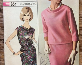 Vintage 1960's Two Piece Dress Sewing Pattern Simplicity 6269