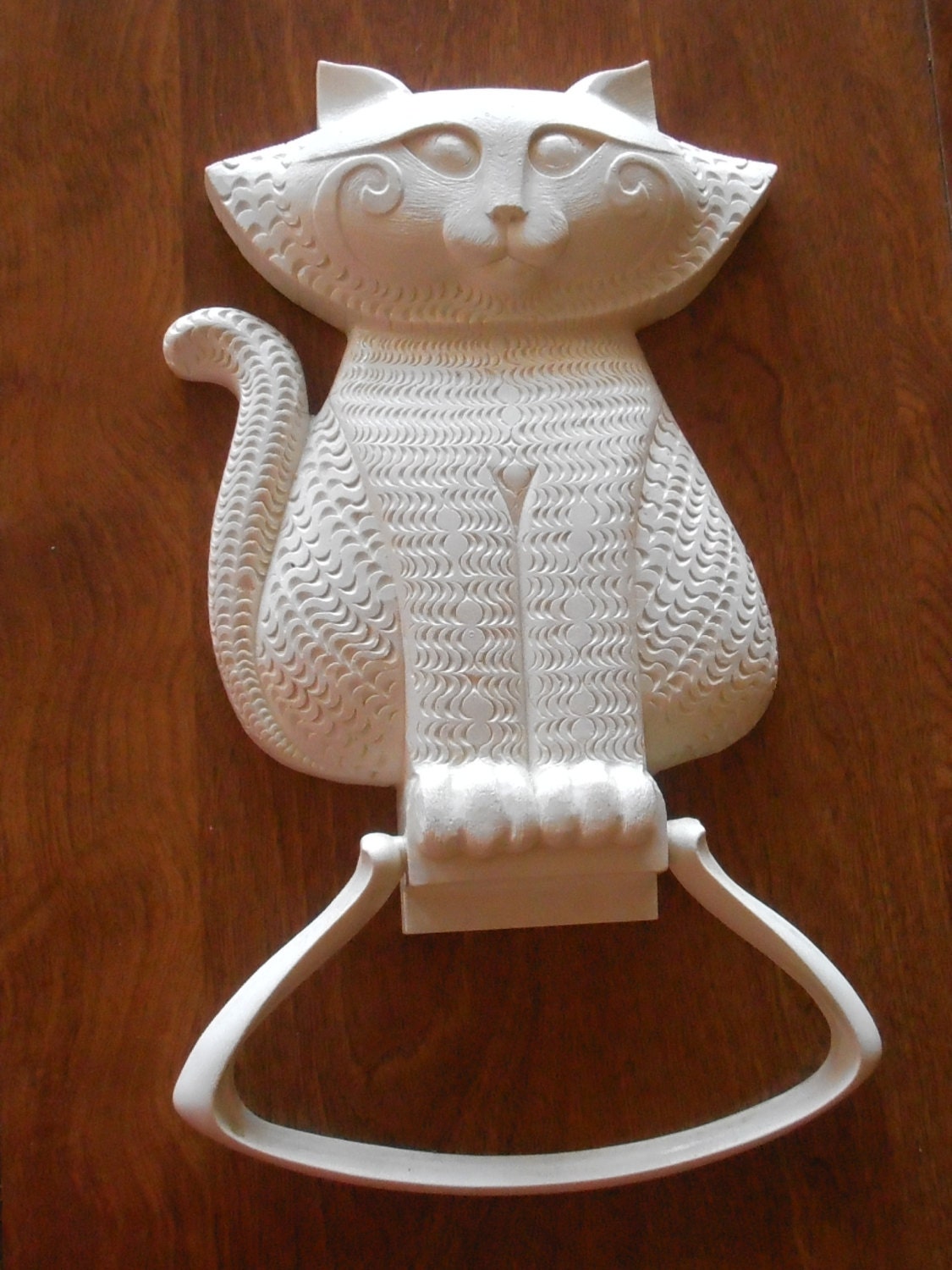 SYROCO CAT Towel Holder 1980 vintage cat bathroom cat cat