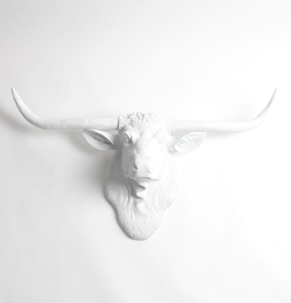 Cow Head Wall Mount Decor The Remington White Resin