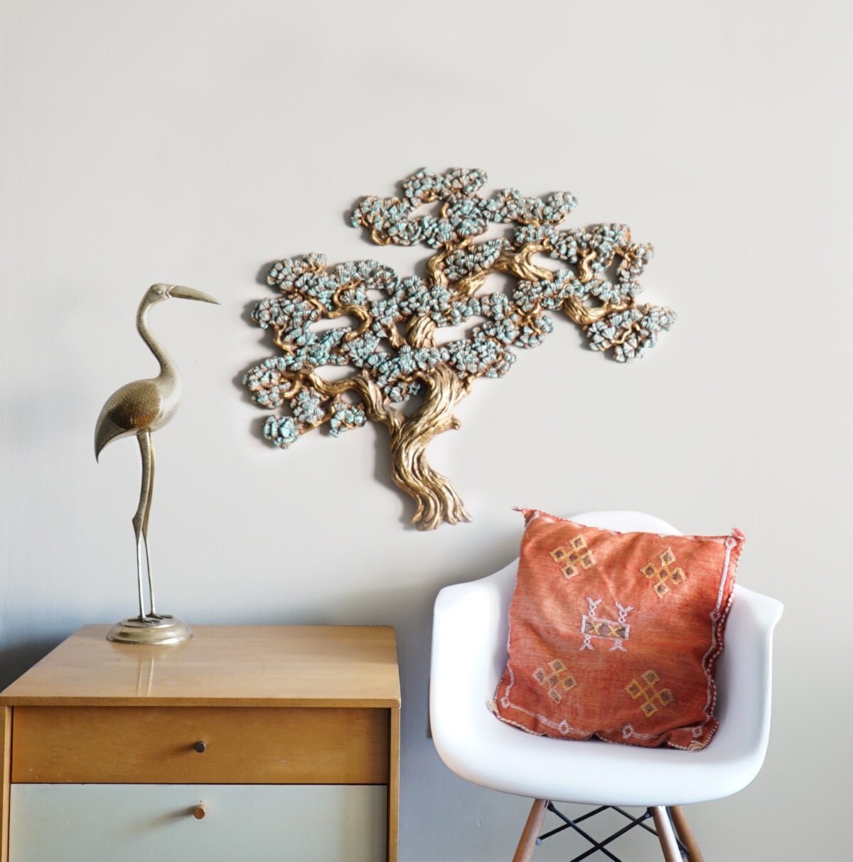 Vintage Wooden Bonsai Tree Art Wall Hanging