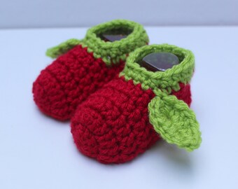 Apple Slippers - Infant and Toddler Crochet Slipper Socks - Fall Baby Gift - Baby or Toddler Slipper Socks