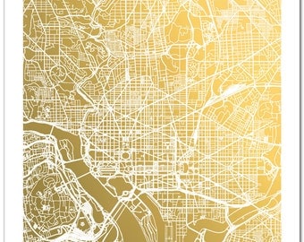 Washington D.C. Map, Gold Foil Map™, Washington DC Print, Gold Foil Print, Washington Map Print, Gift for Traveler, Gold Foil City Map