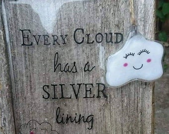 Fused Glass Plaque (Every Cloud has a Silver Lining)