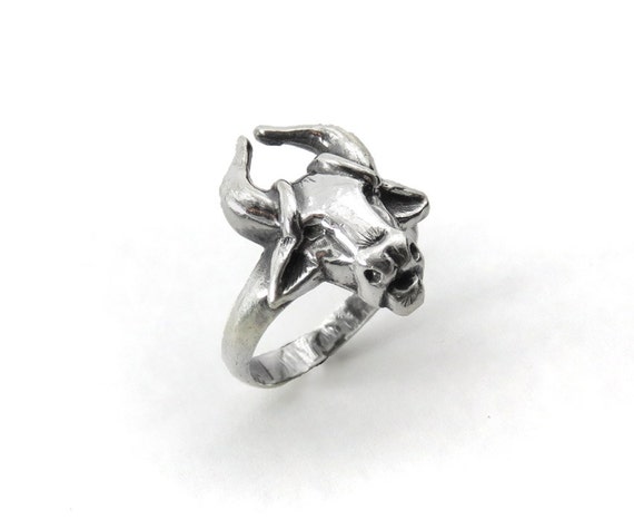 Taurus Ring Sterling Silver Ox Ring Bull Ring by GeshaR on Etsy