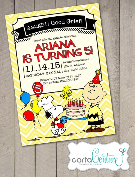 Charlie Brown Birthday Invitations 6