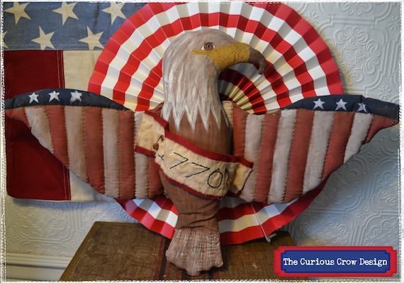 Primitive Folk Art Patriotic Eagle Doll