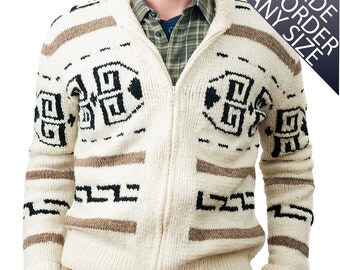 Custom Big Lebowski Sweater "The Dude Sweater" Cowichan Style Men's Sweater Made to Order 925.MTO.z