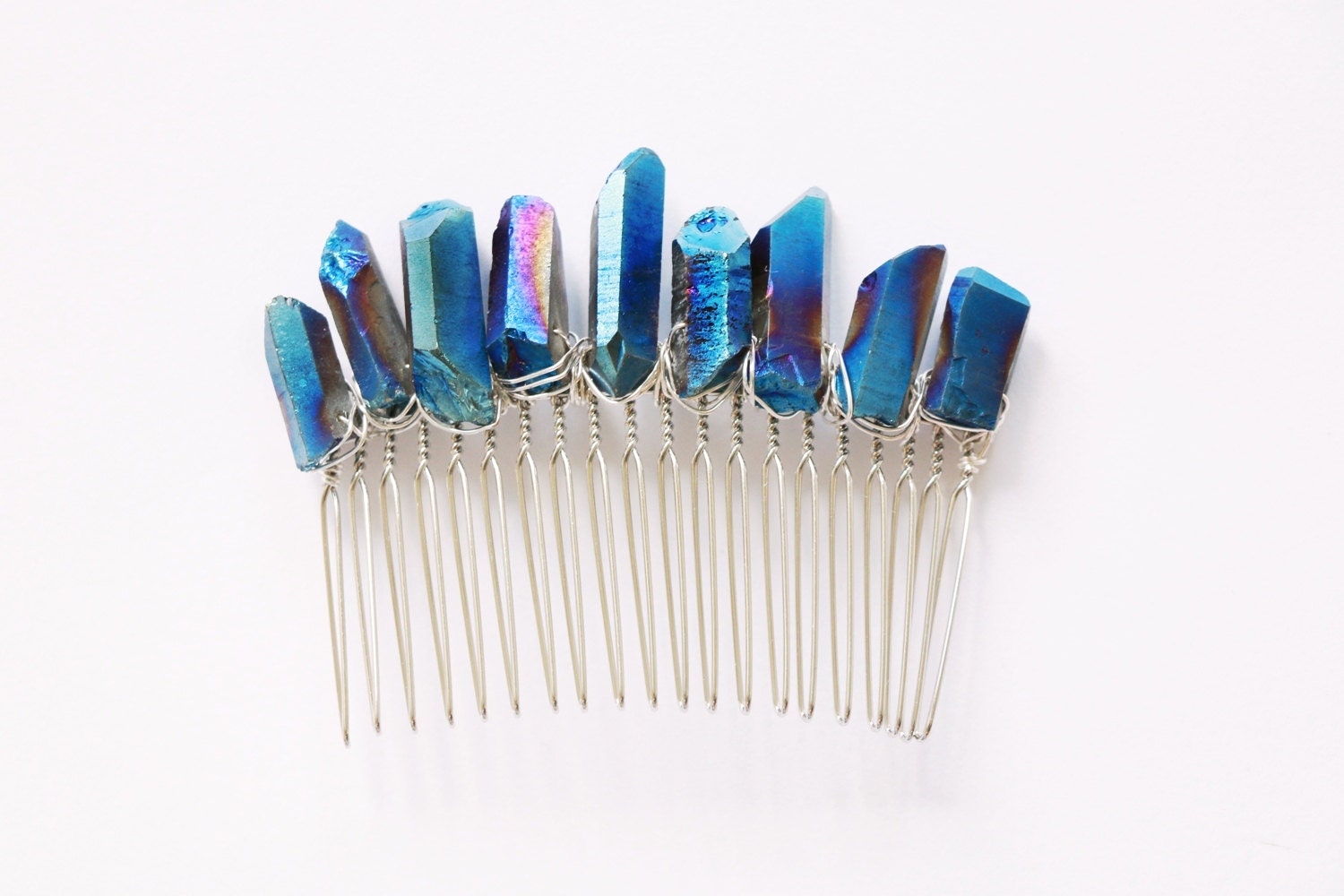 Crystal hair accessory Raw crystal hair comb Titanium hair
