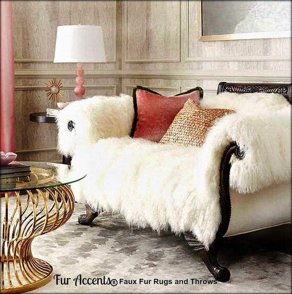 Shaggy Mongolian Sheepskin Throw Blanket Sofa Cover by ...