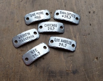 personalized running shoe tags {one SINGLE or SET of TWO options} . marathon runners gift for runner . nyc marathon . chicago marathon