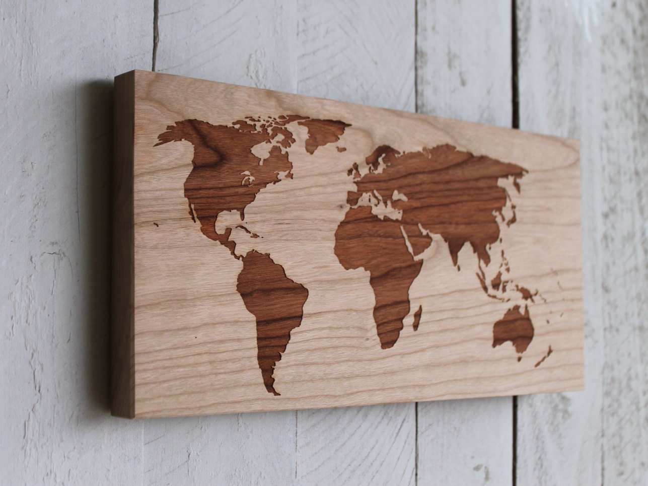 World Map Modern Wall Hanging Rustic Wooden Map Sign