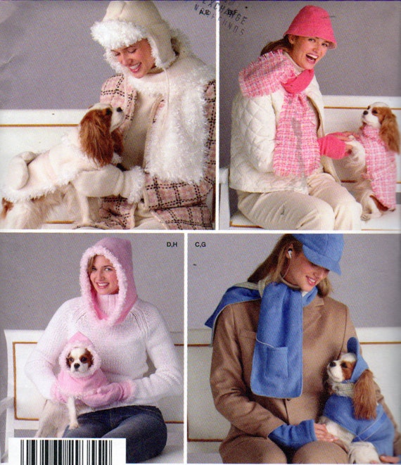 Simplicity 4316, Dog Clothes and Accessories Sewing Pattern, Ladies Hat and Scarf Pattern, Dog Coat, Dog Hat,