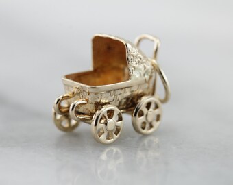 Baby Buggy Bumpers: Vintage Baby Carriage, Baby Shower Keepsake Charm F04RYL-N