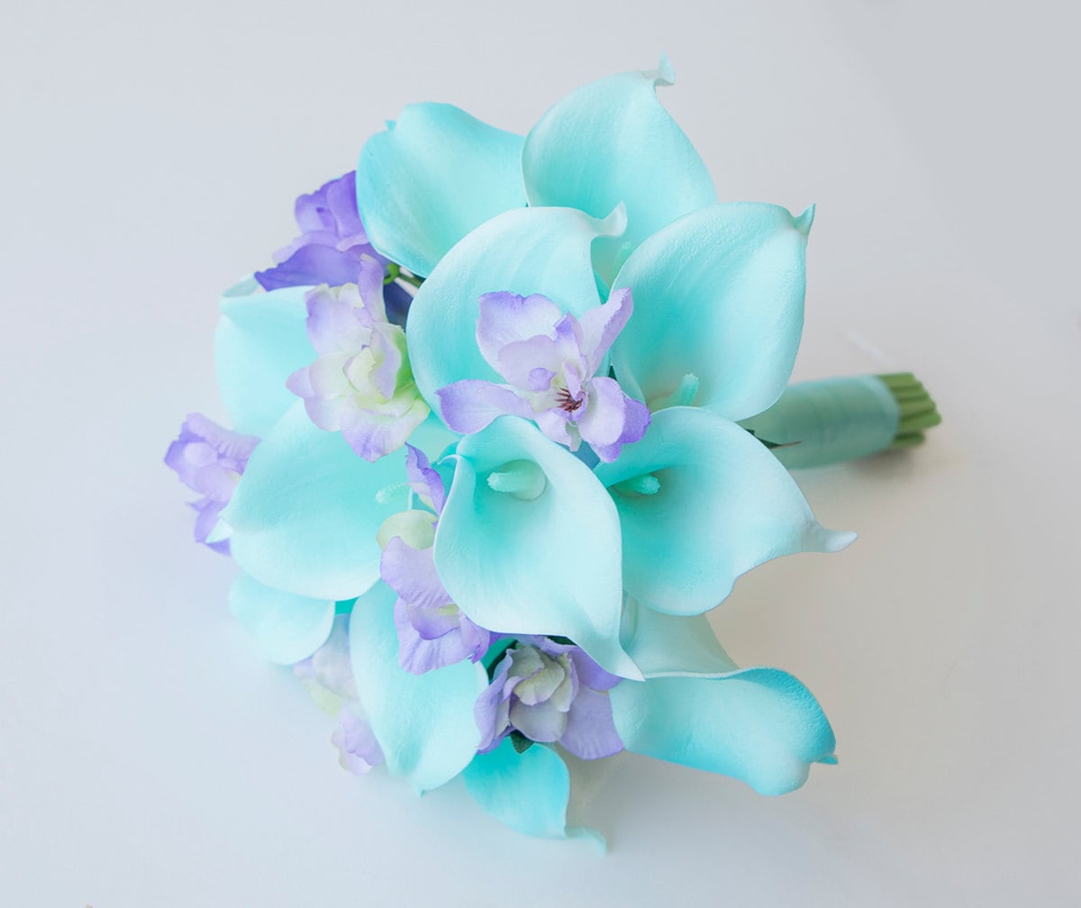 Wedding Aqua Mint Turquoise And Lilac Natural Touch Callas