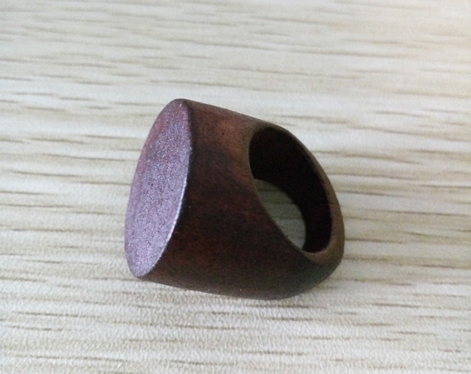 Wood Ring Brown 5 pcs Lot Coffee Mens Handcrafted Nature Scarved Hippie Flat Top Unfinished Vintage Bulk Wholesale