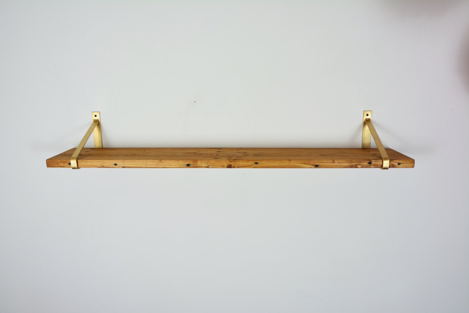 Unique Wood Shelf with Steel Bracket 32 x 8 Newest Design Brackets Home Shelf Light Gold