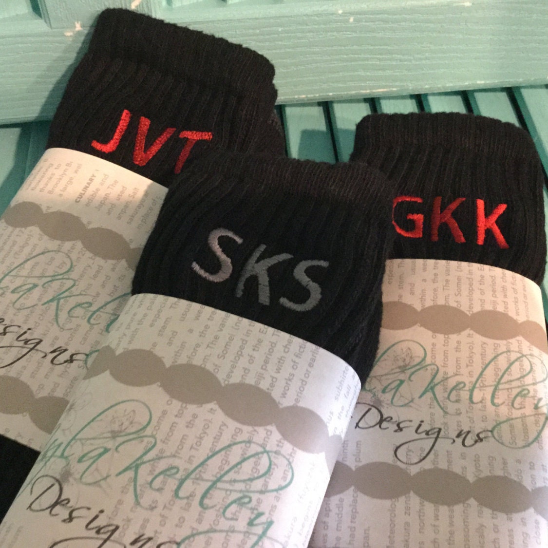 Men's Custom Monogrammed black Casual Socks Custom