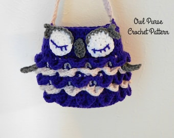 Crochet Owl Purse Pattern, Crochet Pattern, Crochet Owl Pattern, Crochet Child's Purse Pattern, Crochet Purse Pattern, Crochet Bird Pattern