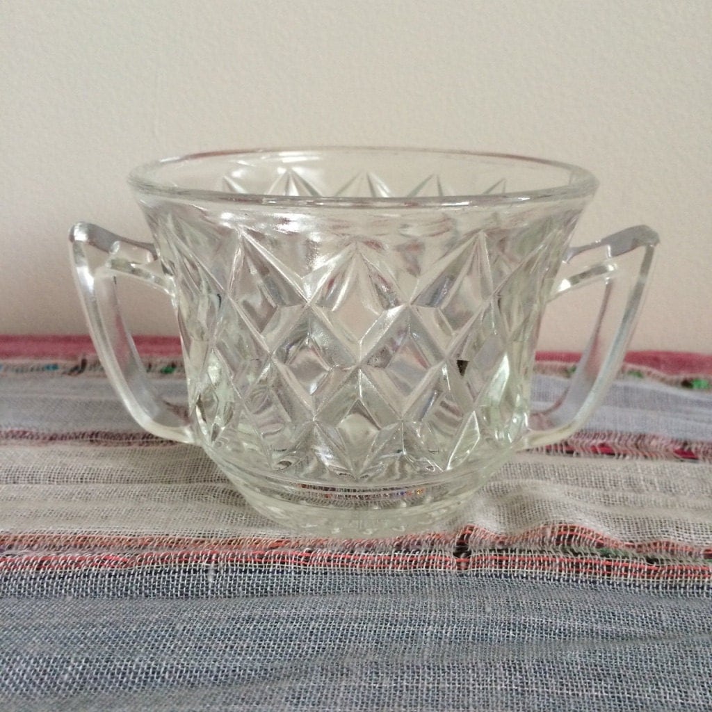 Vintage Glass Cup With Two Handles Two Handled Glass Cup