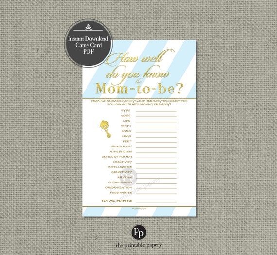 Printable How Well Do You Know the Momtobe