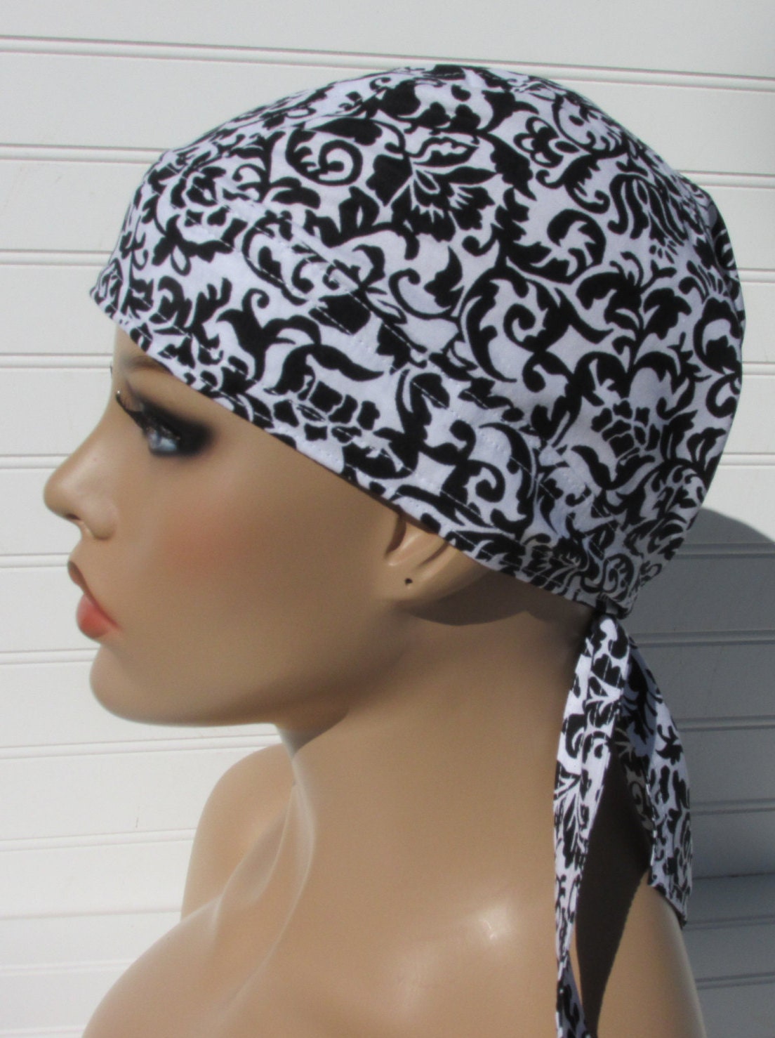 Womens skull cap doo rag scrub hat chef's hat by Aknackforfabric