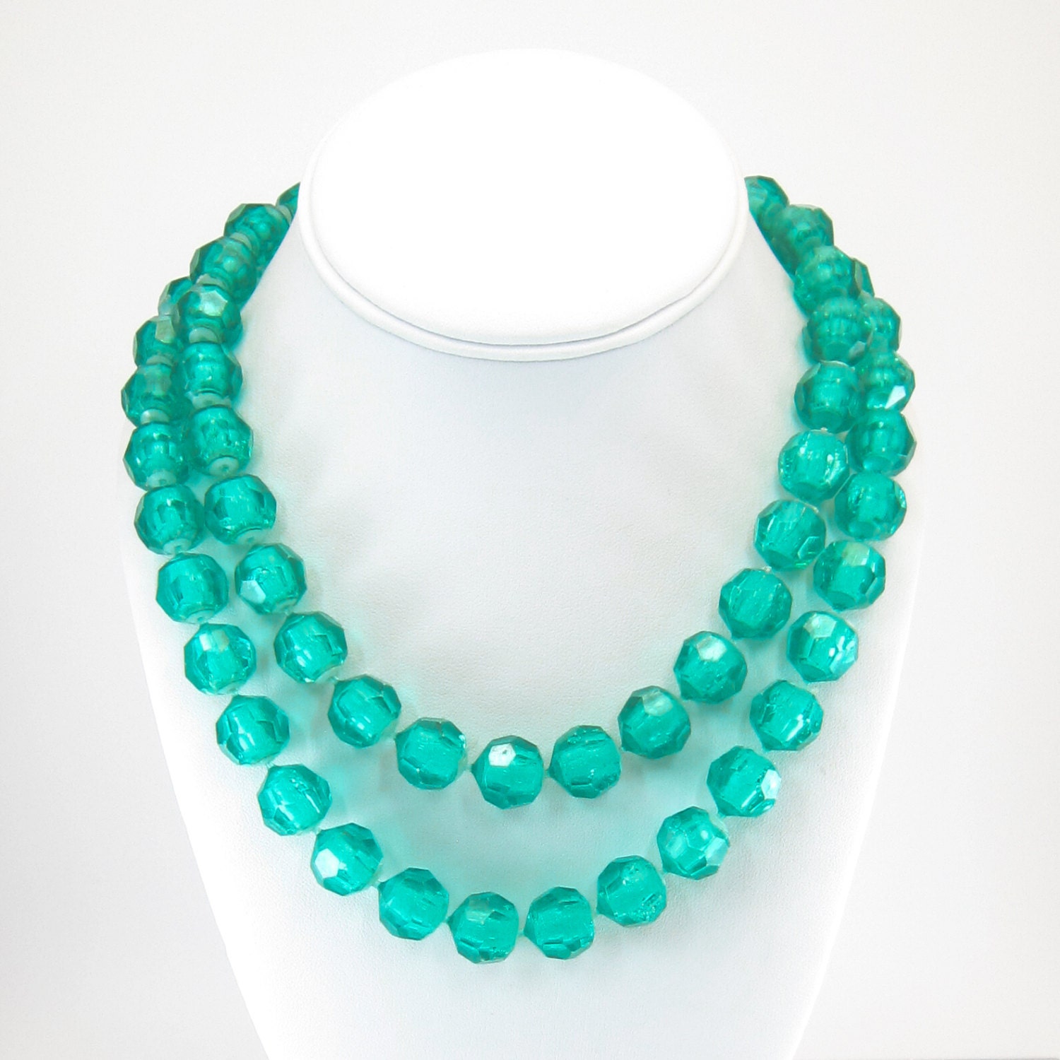 Vintage Richelieu Crystelle Necklace Poppit Beads Teal