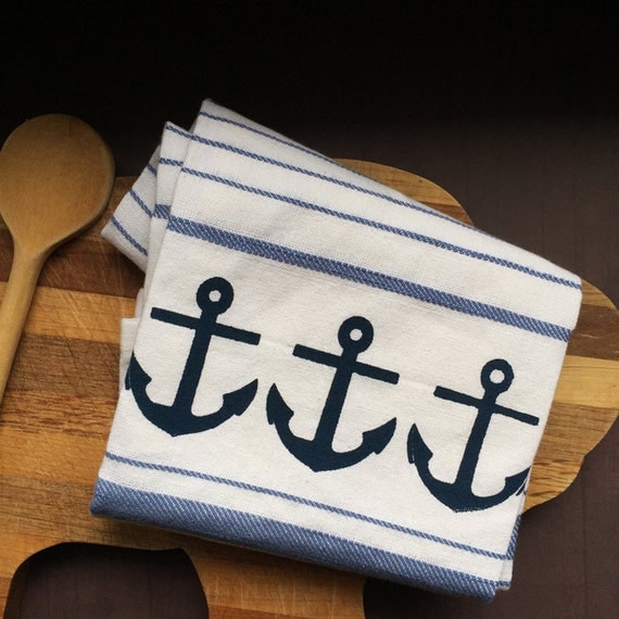 Sale Nautical Kitchen Dish Towel Blue Navy By GingersnapPress   Il 570xN.930566967 7v8j 