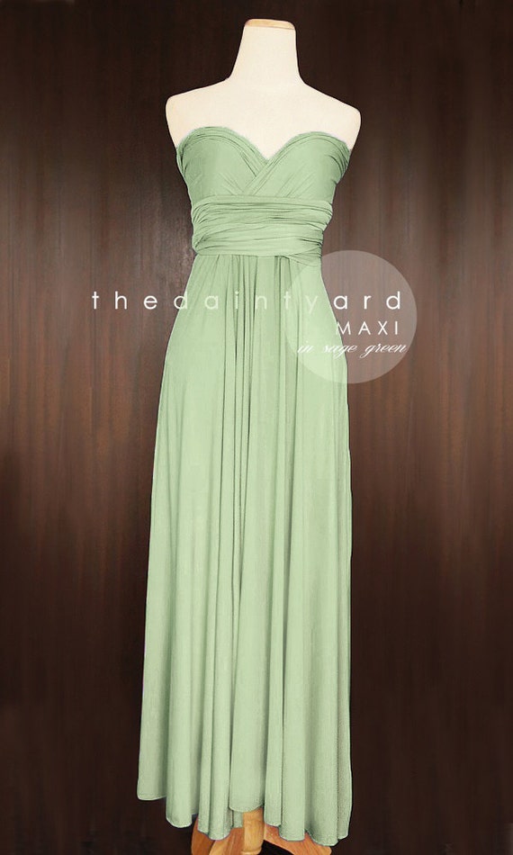MAXI Sage  Green  Bridesmaid  Dress  Convertible Dress  Infinity