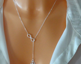 Sterling silver Infinity hamsa necklace, Infinity luck necklace, Infinity jewelry, Hand of Fatima jewelry