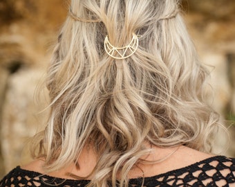 Moon Hair Clip, Gold Hair Clip, Boho Accessory, Boho Hair Accessory, Boho Hair Comb, Bohemian Hair Clip, Crescent Moon Hair Clip, Hair Pin