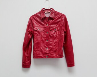 90's Red Fake Leather Club Kid Buffy Jacket