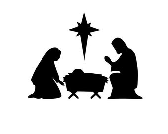 Nativity Manger Scene, Vinyl Christmas Decoration, Vinyl Manger Decal, Christmas Decal, Vinyl Nativity Scene, Baby is Born, Christ is Born