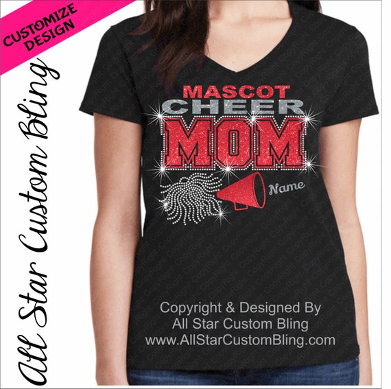 Custom Cheer Mom Glitter and Bling Shirt Cheer Mom Bling