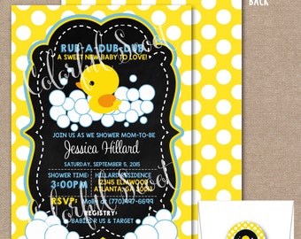 Rubber Duck Baby Shower Invitation, Rubber Ducky Baby Shower, Rubber Duckie, Rubber Duck Invitation, Rubber Duck Invite, Chalkboard #0001