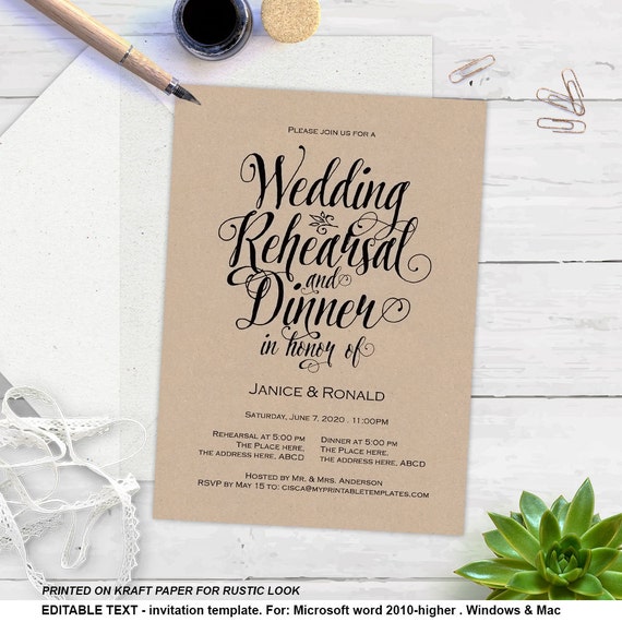 Rehearsal Dinner Invitation Template 3