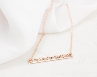 30% OFF! Coordinates Necklace • Cut-out Coordinates Bar Necklace • Personalized Bar Necklace • Wedding Gift • Housewarming Gift • NM24